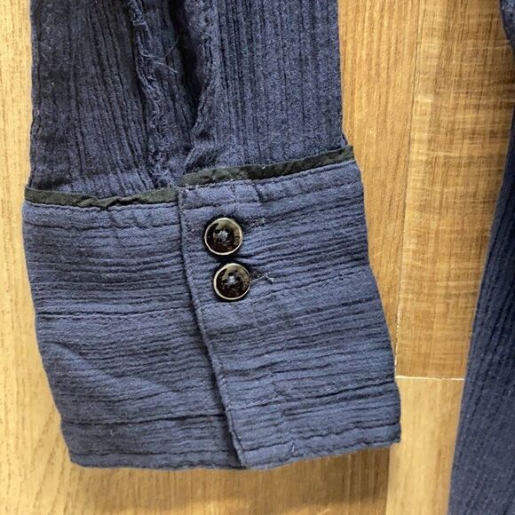 FREE PEOPLE - Navy Button Down - Picture 4 of 6